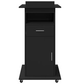 VidaXL Lessenaar met wielen en lade 55x55x107 cm bewerkt hout zwart
