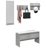VidaXL 4-delige Garderobe set bewerkt hout betongrijs