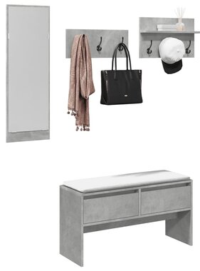 VidaXL 4-delige Garderobe set bewerkt hout betongrijs