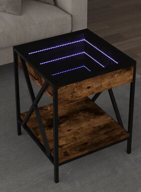 VidaXL Salontafel met Infinity LED 40x40x49 cm gerookt eikenkleurig