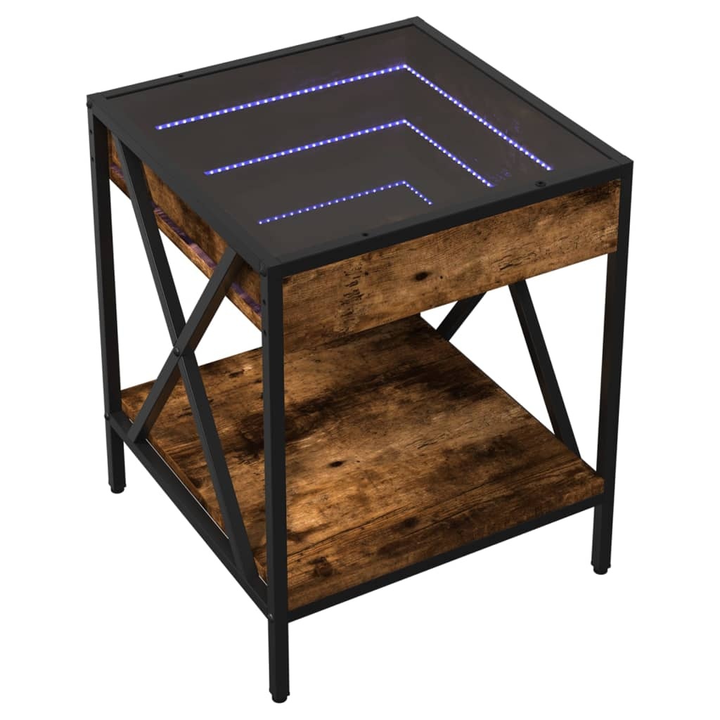 VidaXL Salontafel met Infinity LED 40x40x49 cm gerookt eikenkleurig