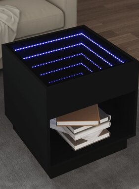 VidaXL Salontafel met Infinity LED 50x50x50 cm zwart