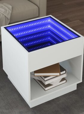 VidaXL Salontafel met Infinity LED 50x50x50 cm wit