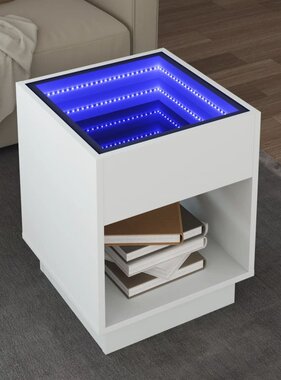 VidaXL Salontafel met Infinity LED 40x40x50 cm wit