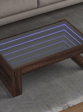 VidaXL Salontafel met Infinity LED 90x53x30 cm bruin eikenkleurig