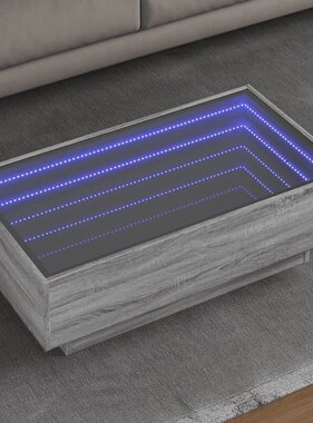 VidaXL Salontafel met LED 90x50x30 cm bewerkt hout grijs sonoma eiken