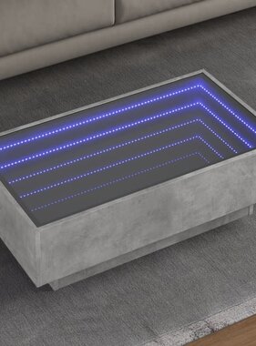 VidaXL Salontafel met LED 90x50x30 cm bewerkt hout betongrijs
