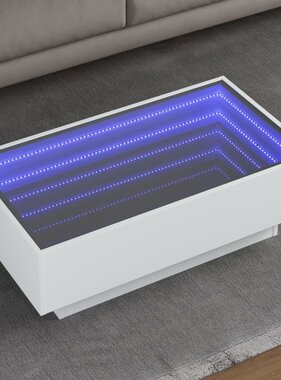 VidaXL Salontafel met LED 90x50x30 cm bewerkt hout wit