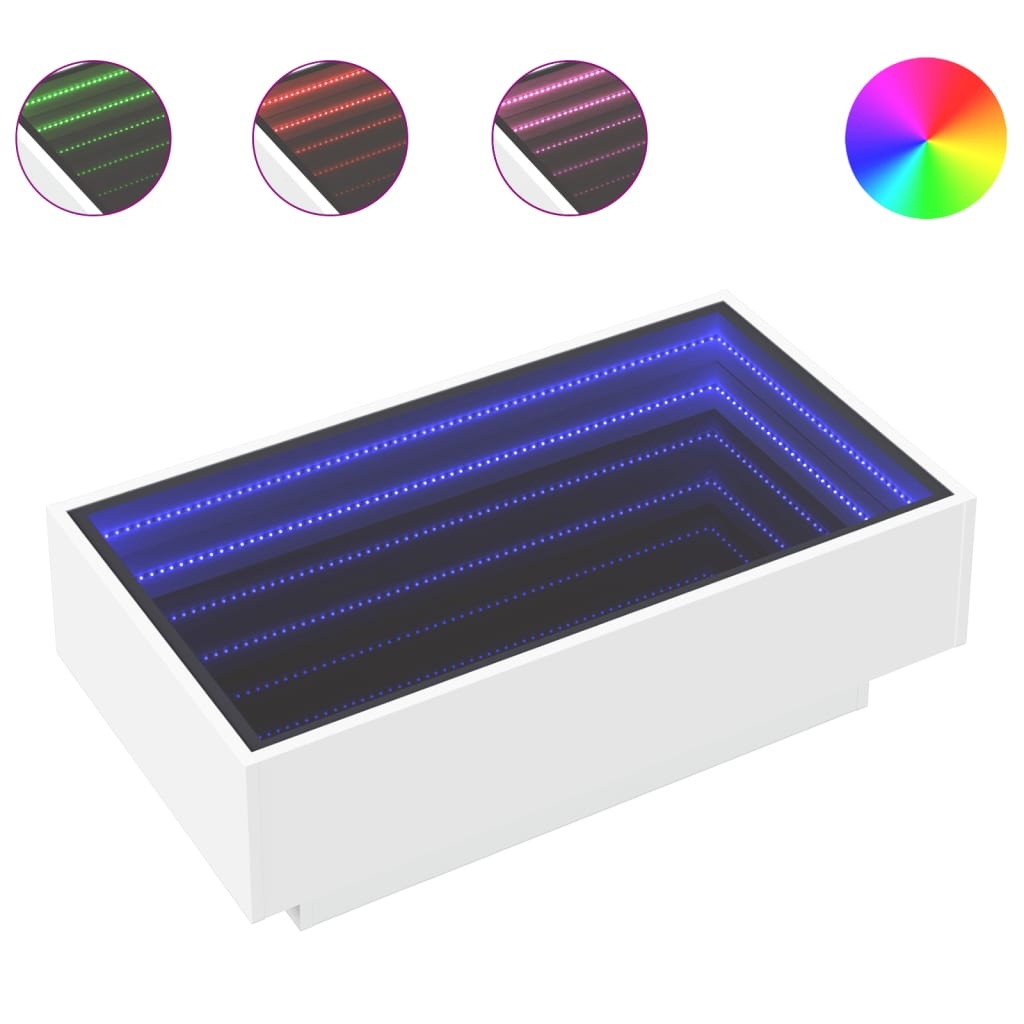 VidaXL Salontafel met LED 90x50x30 cm bewerkt hout wit