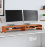 VidaXL Monitorstandaard 100x24x13 cm massief grenenhout wasbruin
