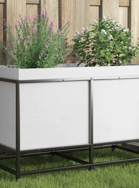 VidaXL Plantenbak 80x40x50 cm massief grenenhout wit