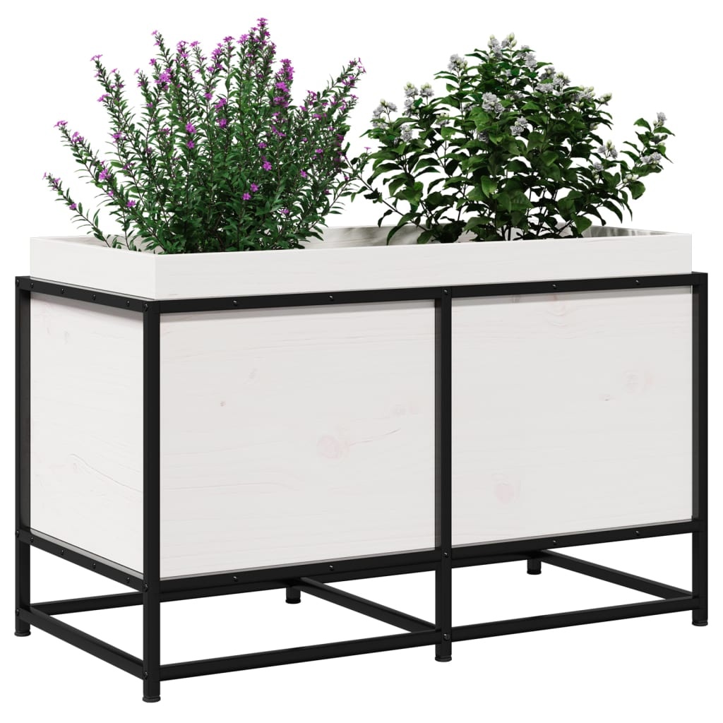 VidaXL Plantenbak 80x40x50 cm massief grenenhout wit