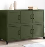 VidaXL Dressoir 100,5x39x72 cm staal olijfgroen