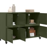 VidaXL Dressoir 100,5x39x72 cm staal olijfgroen