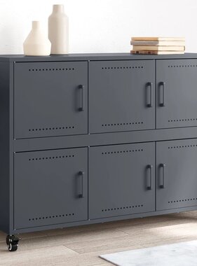 VidaXL Dressoir 100,5x39x72 cm staal antracietkleurig