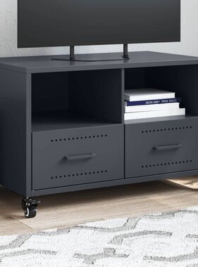 VidaXL Tv-meubel 68x39x43,5 cm staal antracietkleurig