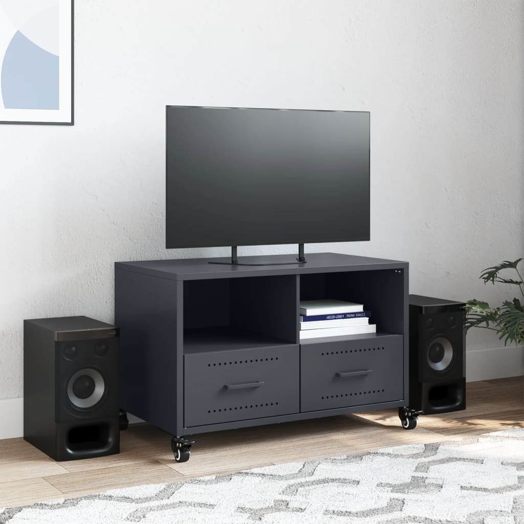 VidaXL Tv-meubel 68x39x43,5 cm staal antracietkleurig