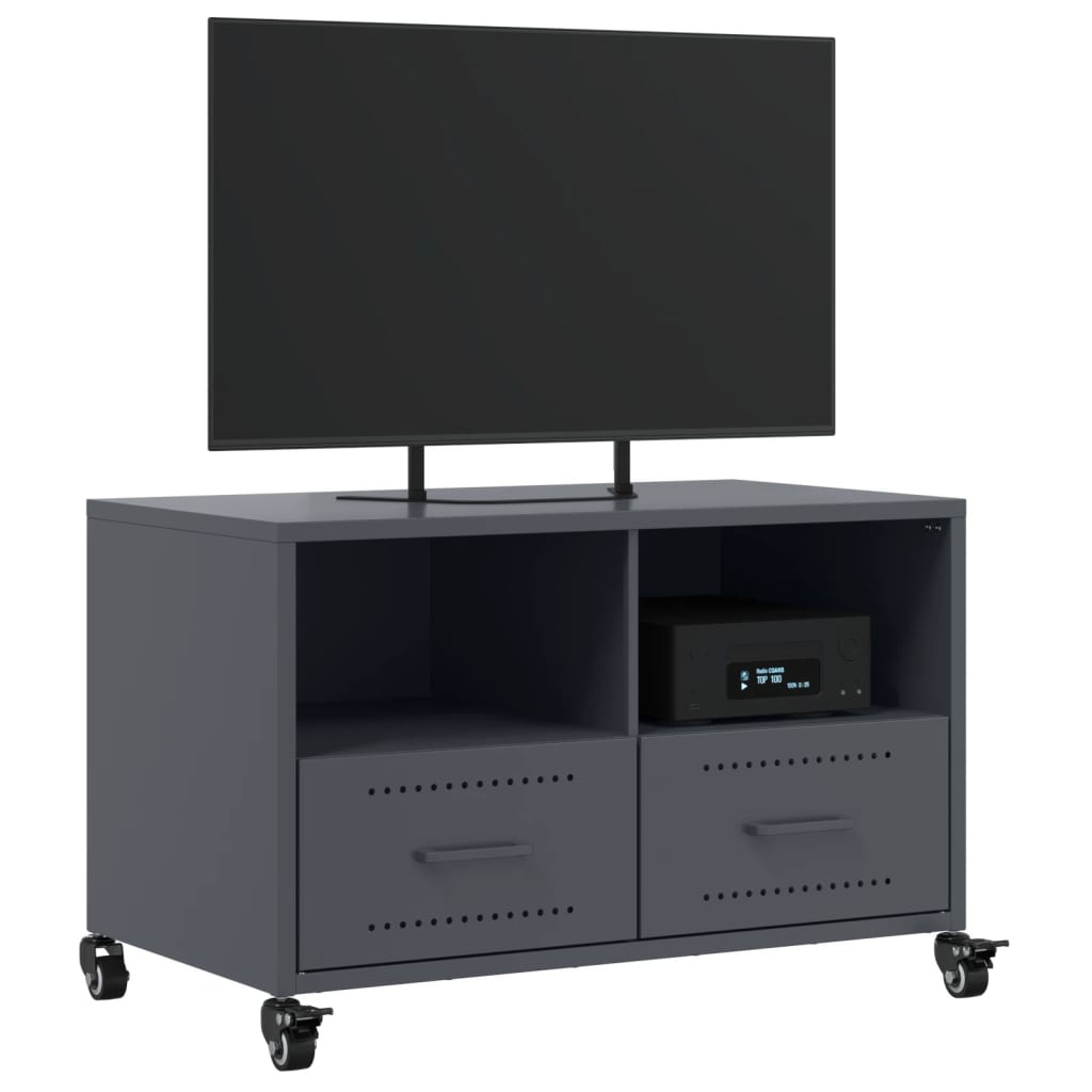 VidaXL Tv-meubel 68x39x43,5 cm staal antracietkleurig