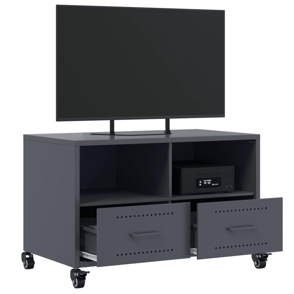 VidaXL Tv-meubel 68x39x43,5 cm staal antracietkleurig