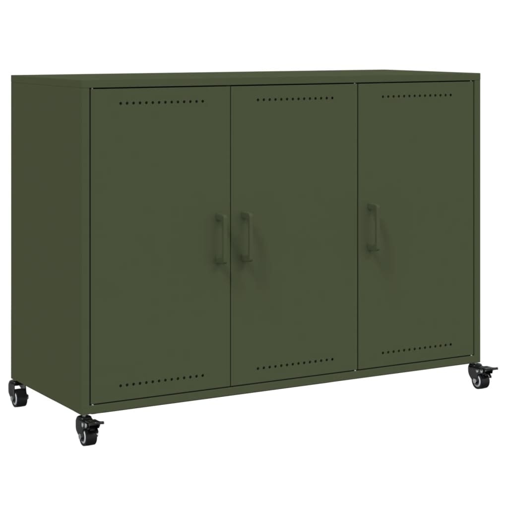 VidaXL Dressoir 100,5x39x72 cm staal olijfgroen