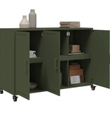 VidaXL Dressoir 100,5x39x72 cm staal olijfgroen