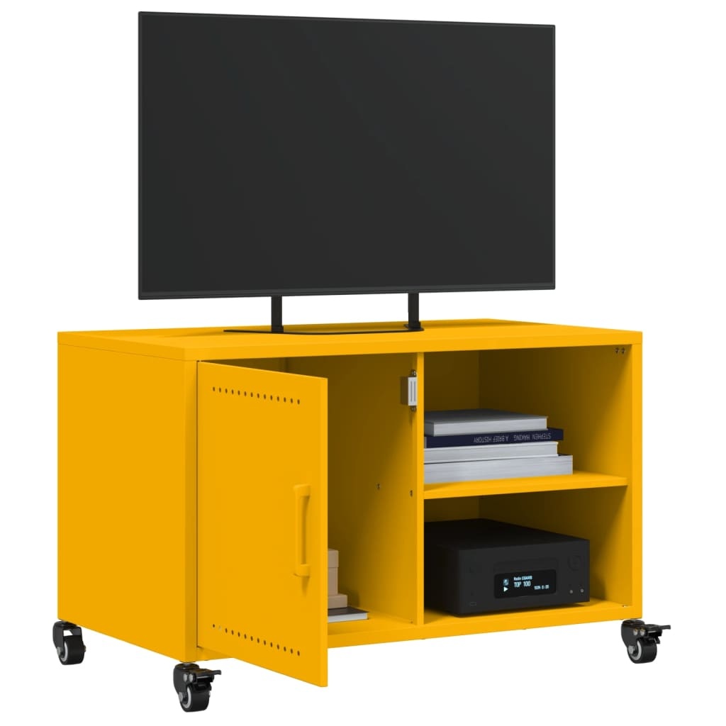 VidaXL Tv-meubel 68x39x43,5 cm staal mosterdgeel