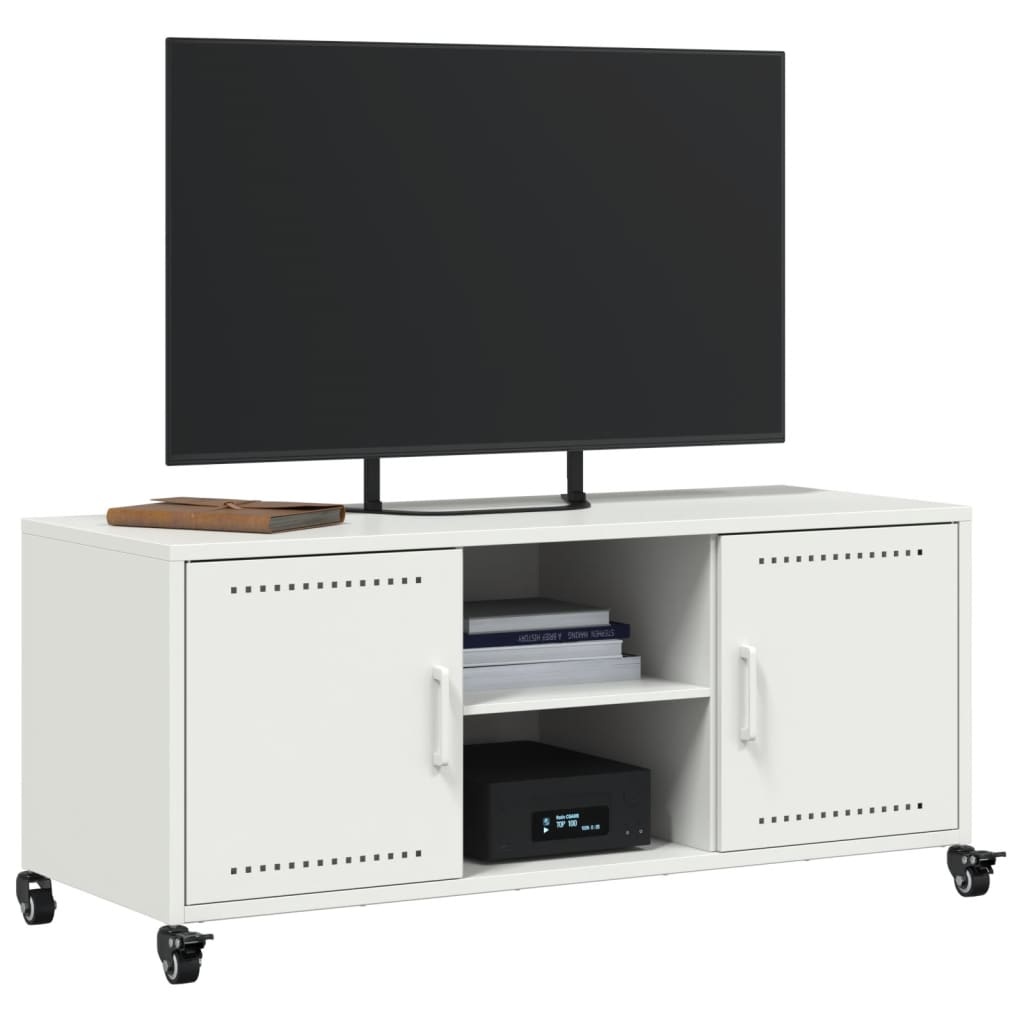 VidaXL Tv-meubel 100,5x39x43,5 cm staal wit