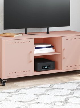 VidaXL Tv-meubel 100,5x39x43,5 cm staal roze