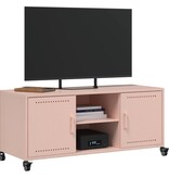 VidaXL Tv-meubel 100,5x39x43,5 cm staal roze