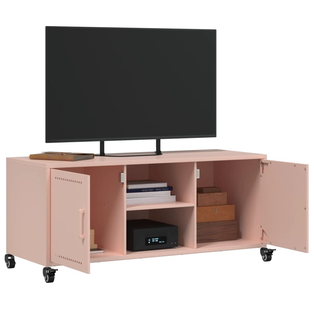 VidaXL Tv-meubel 100,5x39x43,5 cm staal roze