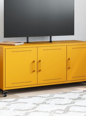 VidaXL Tv-meubel 100,5x39x43,5 cm staal mosterdgeel