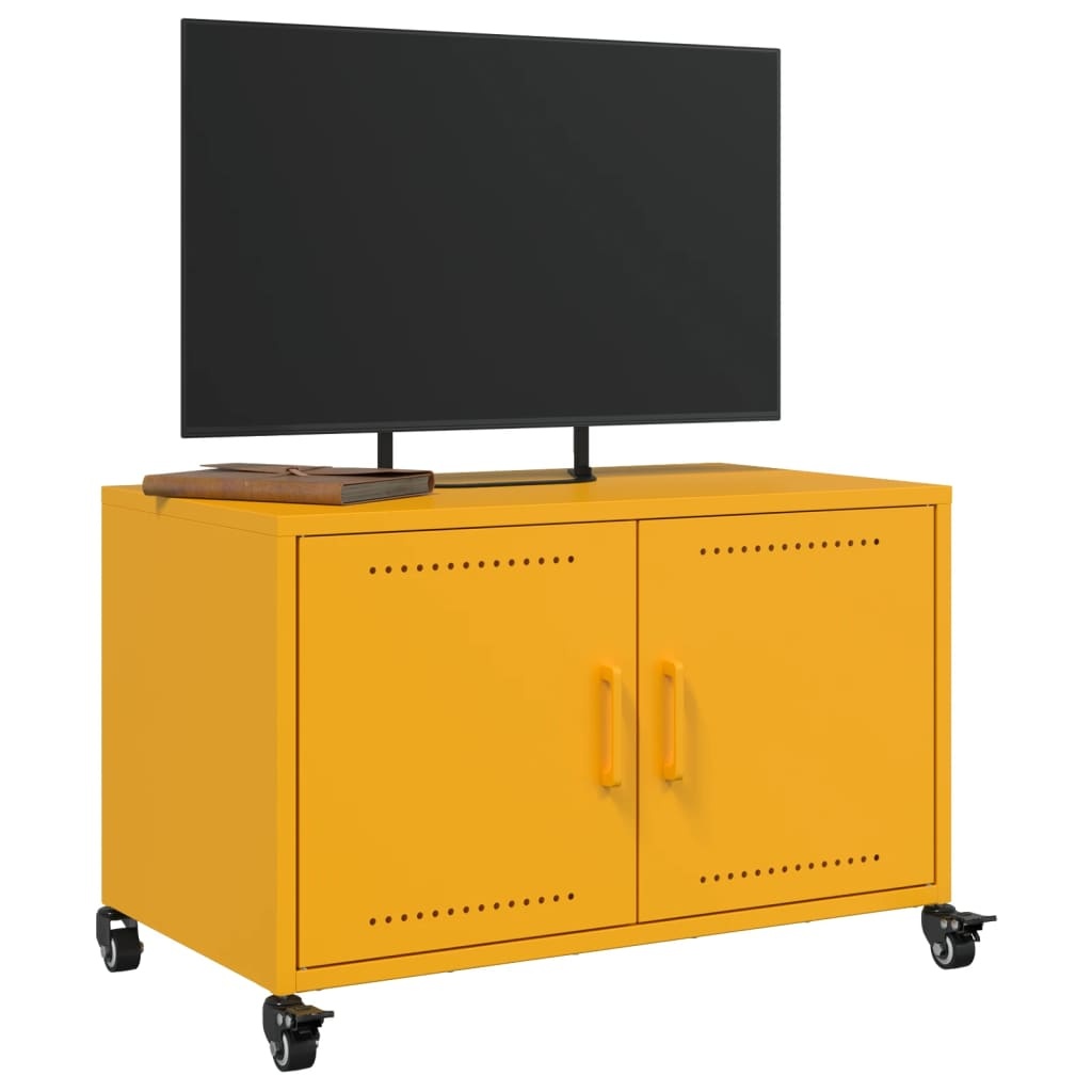 VidaXL Tv-meubel 68x39x43,5 cm staal mosterdgeel