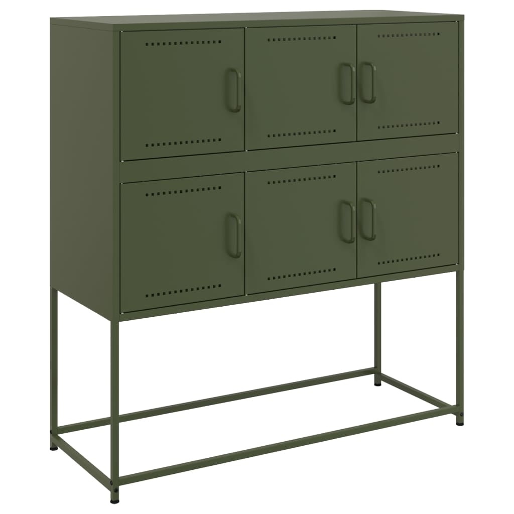 VidaXL Dressoir 100,5x39x107 cm staal olijfgroen