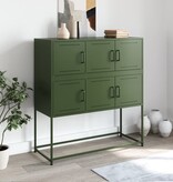 VidaXL Dressoir 100,5x39x107 cm staal olijfgroen