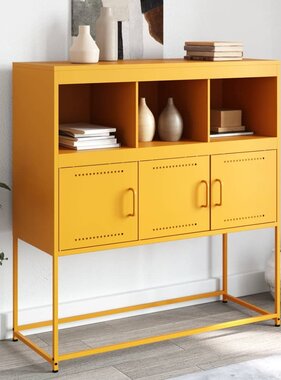 VidaXL Dressoir 100,5x39x107 cm staal mosterdgeel