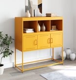 VidaXL Dressoir 100,5x39x107 cm staal mosterdgeel