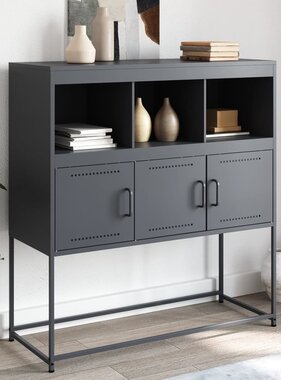VidaXL Dressoir 100,5x39x107 cm staal antracietkleurig