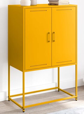 VidaXL Hoge kast 68,5x38,5x107 cm staal mosterdgeel