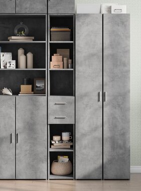 VidaXL Hoge kast 30x42,5x185 cm bewerkt hout betongrijs