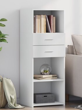 VidaXL Hoge kast 45x42,5x124 cm bewerkt hout wit