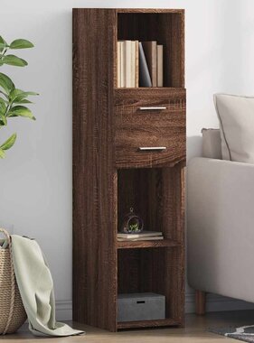 VidaXL Hoge kast 30x42,5x124 cm bewerkt hout bruin eikenkleurig