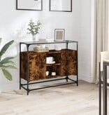 VidaXL Dressoir met glazen blad 98x35x81 cm hout gerookt eikenkleurig