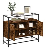 VidaXL Dressoir met glazen blad 98x35x81 cm hout gerookt eikenkleurig