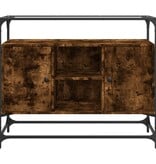 VidaXL Dressoir met glazen blad 98x35x81 cm hout gerookt eikenkleurig