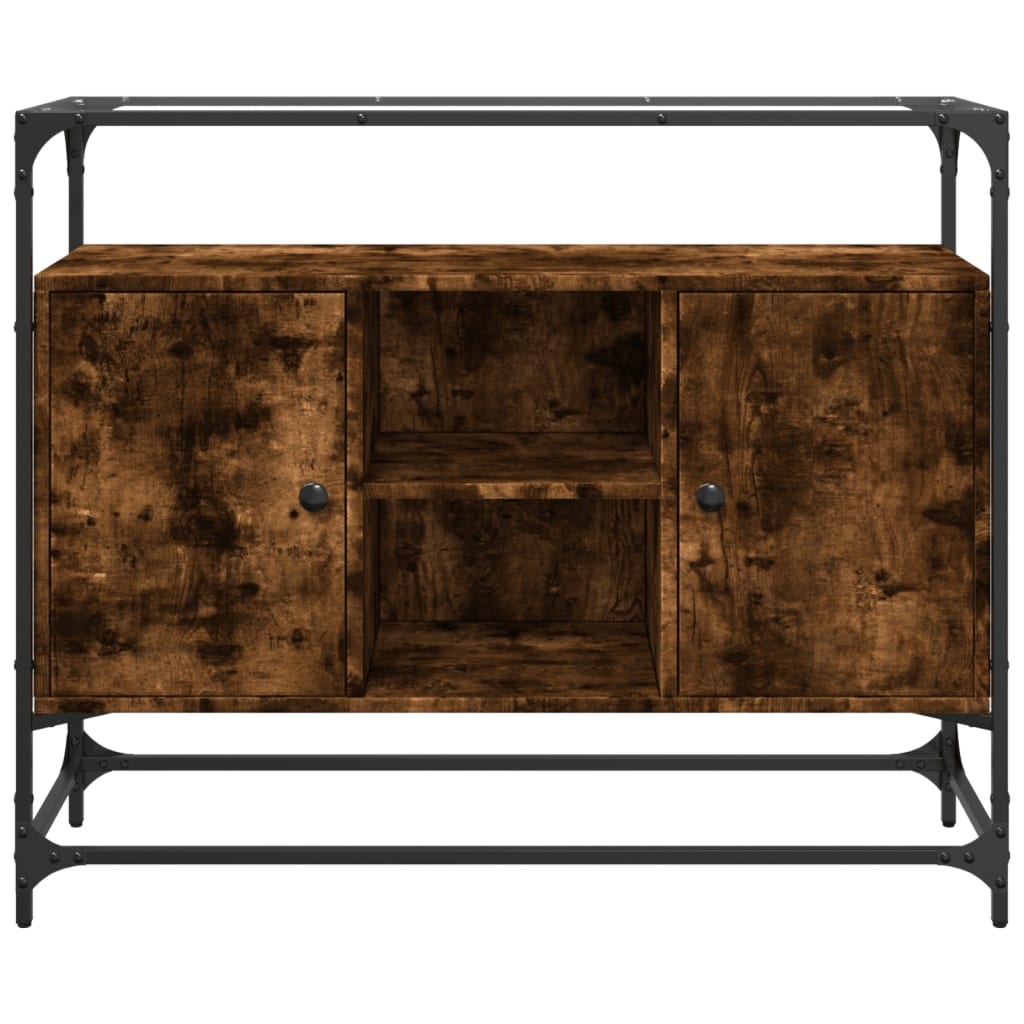 VidaXL Dressoir met glazen blad 98x35x81 cm hout gerookt eikenkleurig