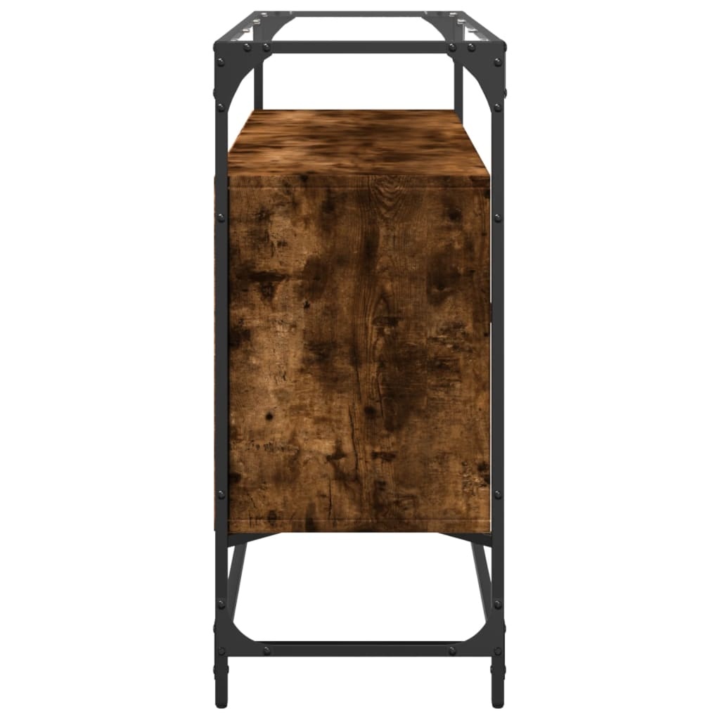 VidaXL Dressoir met glazen blad 98x35x81 cm hout gerookt eikenkleurig