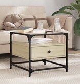 VidaXL Salontafel met glazen blad 50x50x45 cm sonoma eiken staal