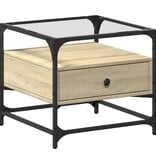 VidaXL Salontafel met glazen blad 50x50x45 cm sonoma eiken staal