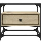 VidaXL Salontafel met glazen blad 50x50x45 cm sonoma eiken staal