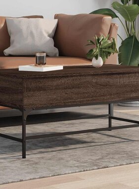 VidaXL Salontafel 100x50x45 cm bewerkt hout en metaal bruin eikenkleur